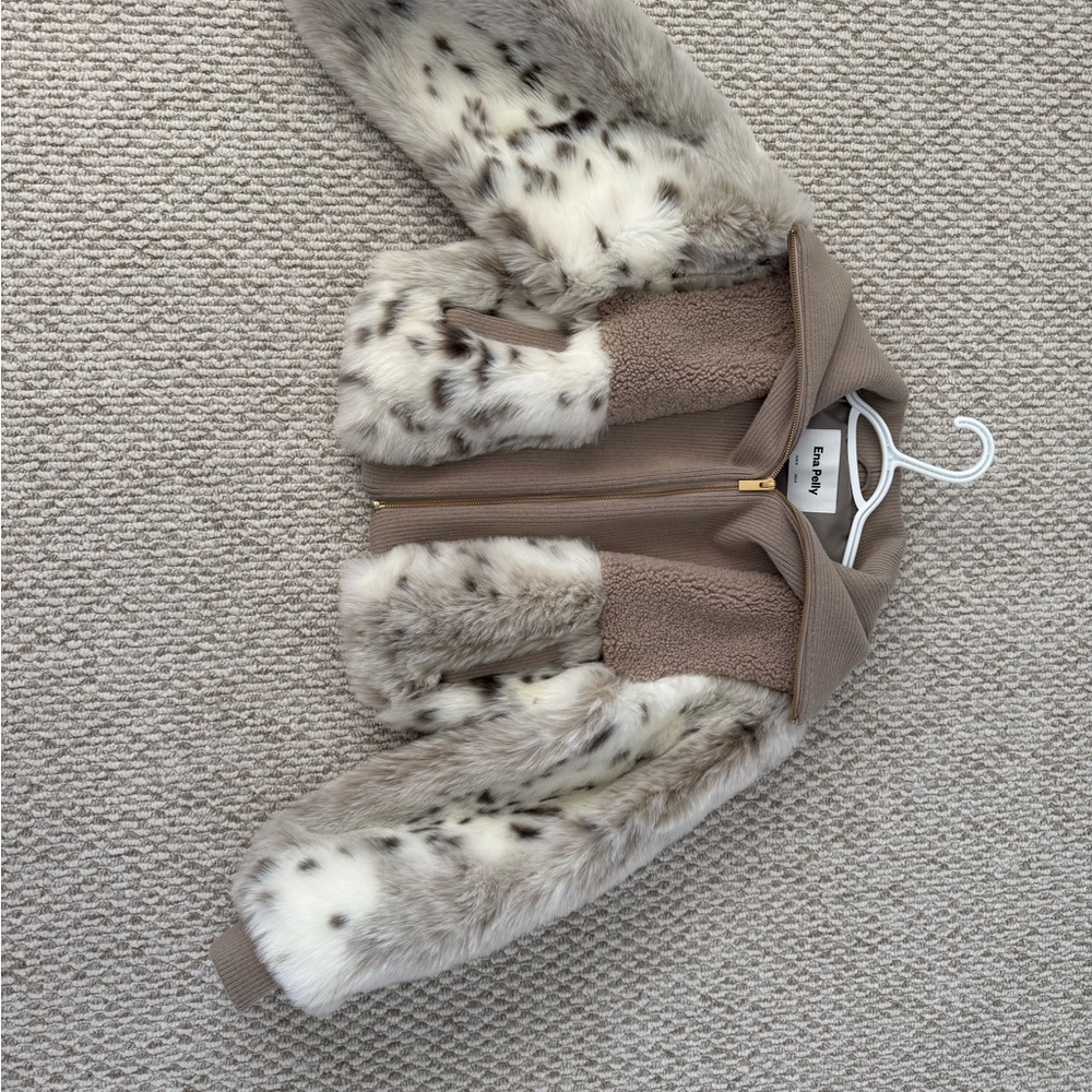 Ena Pelly Taupe Faux Fur Jacket